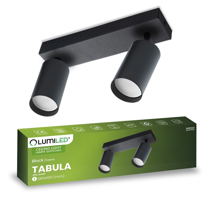 Lampa Sufitowa Lumiled Plafon Spot Tuba Reflektor Oprawa Halogenowa Skośna 2x GU10 1 szt.