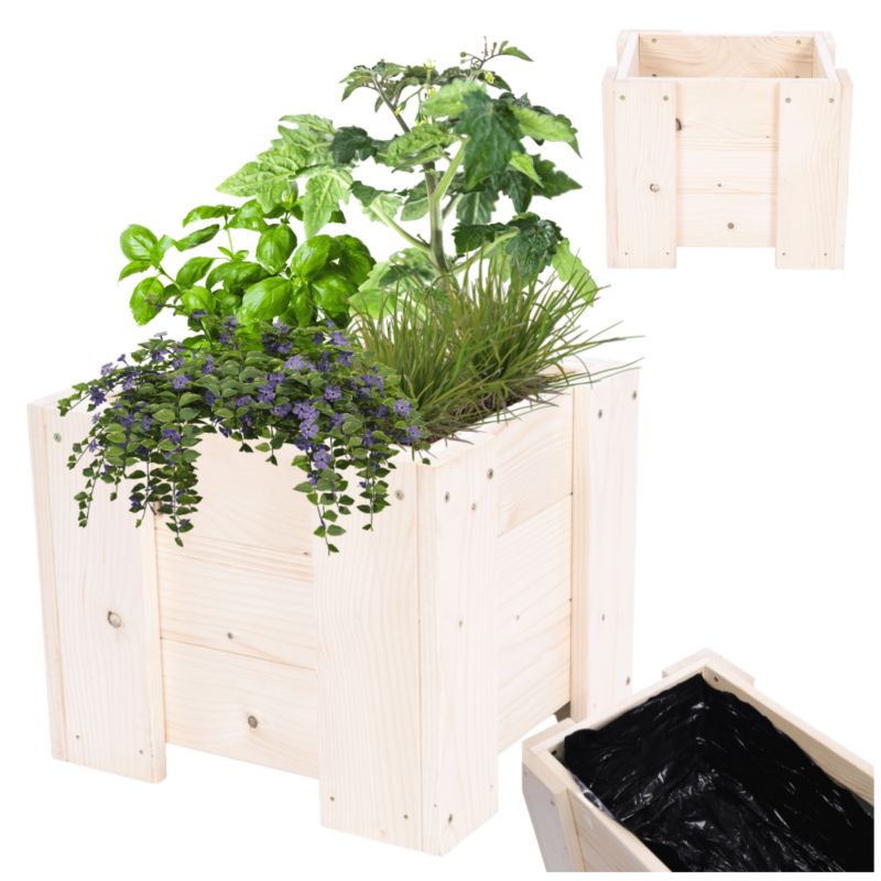 Donica drewniana balkonowa MODO24 warzywna folia 30 cm 1 szt.