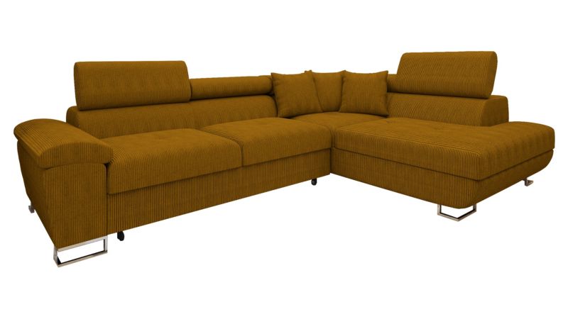 Narożnik z funkcją spania MIRJAN 24 Cotere Sztruks prawy musztardowy 1 szt.