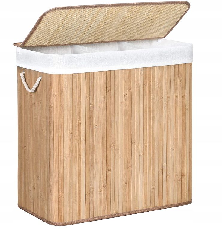Kosz na pranie Matkam trzykomorowy 150L VAS bambus 1 szt.