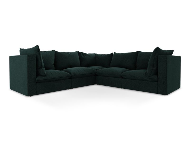 Modułowy narożnik LaMiaSofa RAVENNA z tkaniny welwetowej 255x255 cm szaro-zielony 1 szt.