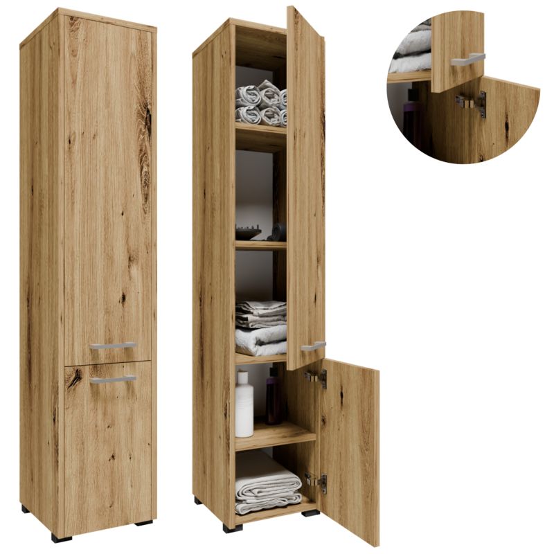 Szafka łazienkowa Matkam stojąca wisząca F1402DART słupek 140cm dąb artisan 1 szt.