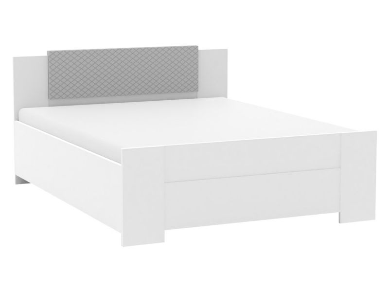 Łóżko MIRJAN 24 Bono 160x200 z tapicerowanym zagłówkiem biały + szara ekoskóra 1 szt.