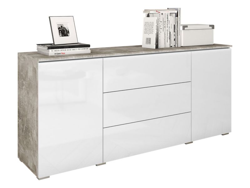 Komoda MIRJAN 24 Vera 150 beton / biały połysk 1 szt.