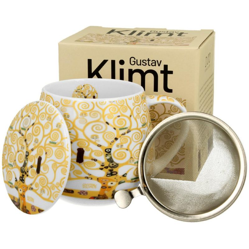 Kubek Klimt Tree of Life Ecru DUO porcelanowy z zaparzaczem 430 ml 1 szt.