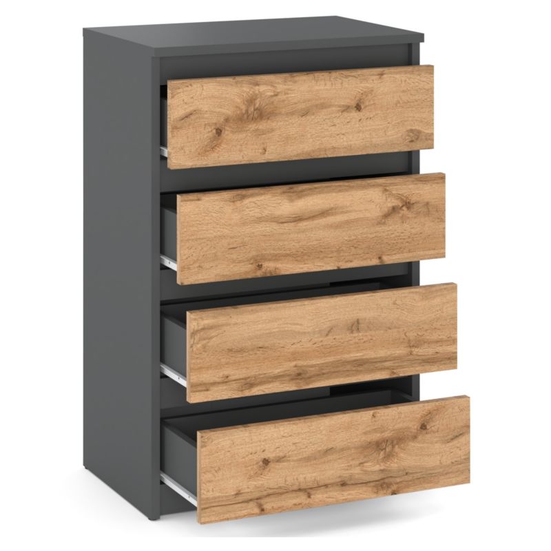 Komoda Z 4 Szufladami Stiv-Meble Szary Mat / Dąb Wotan 60X33,5X92,5 Cm 1Szt.