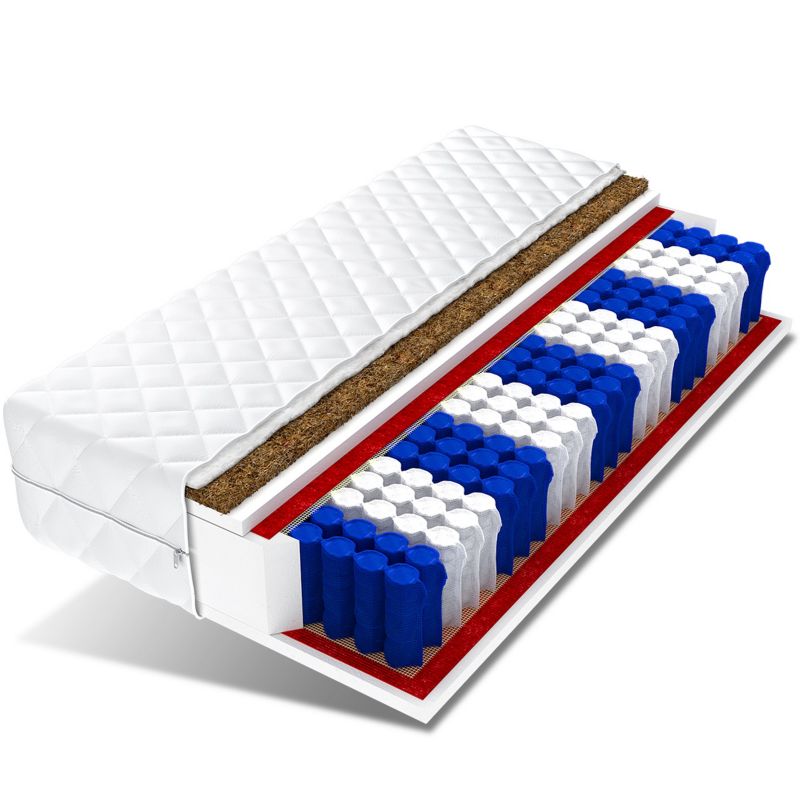 Materac kieszeniowy HOME PLUS 160X200 sprężyny kieszeniowe 9 stref, pianka poliuretanowa T25 i kokos 1 szt.