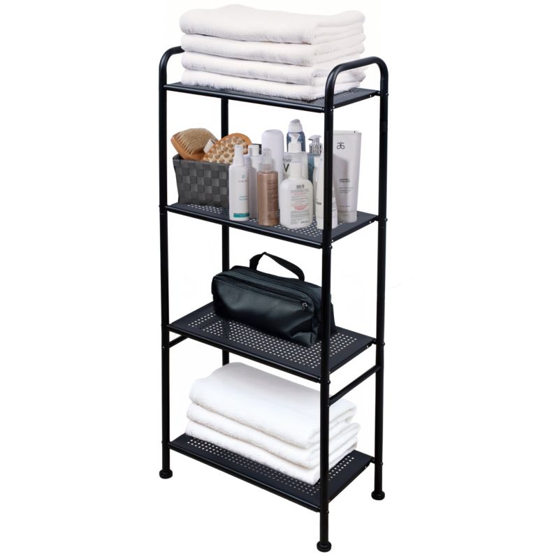 Regał łazienkowy MIKI - Yoka Home 4 półki czarny matowy stalowy - 1 szt.