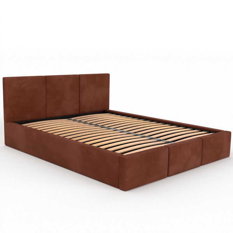 Łóżko podwójne tapicerowane Kobi VALENTINO160x200 pojemnik na pościel - Bursztynowy 1 szt.