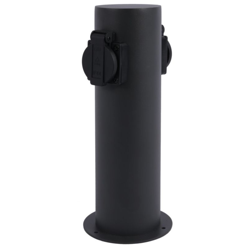 Słupek zasilający ogrodowy Polux Elektri grafitowy okrągły 2 x gniazdo IP44 wym: 28 x 8 x 8 cm aluminium - 1 szt.