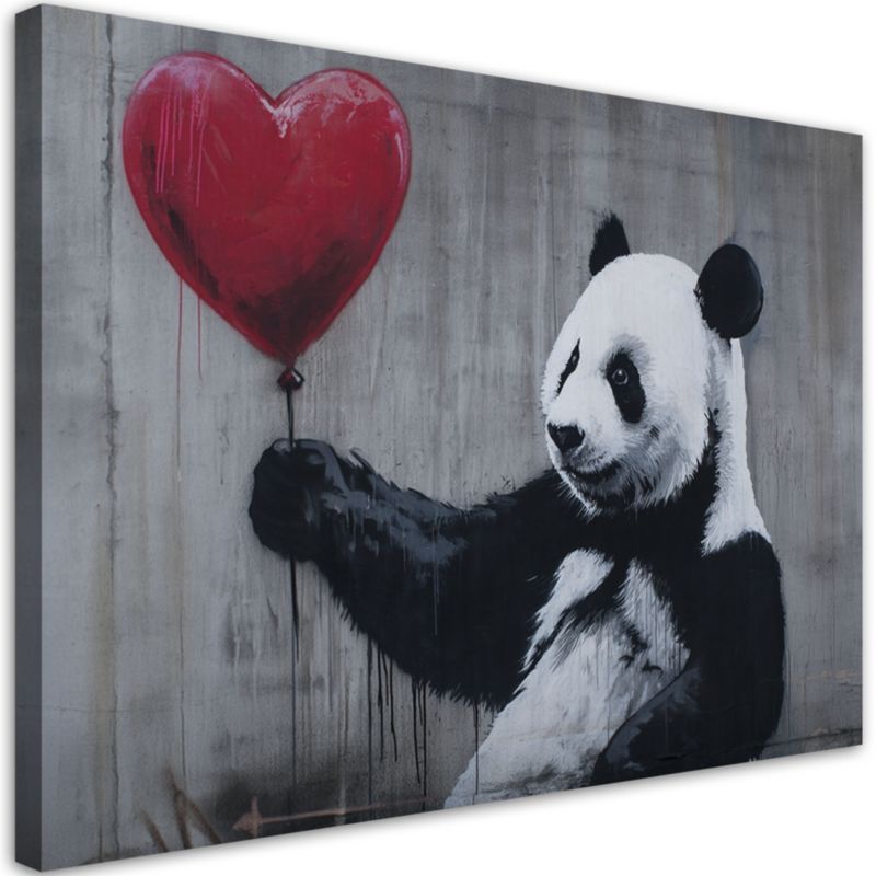 Obraz na płótnie Feeby Panda z balonikiem Banksy Street Art 90x60cm 1szt