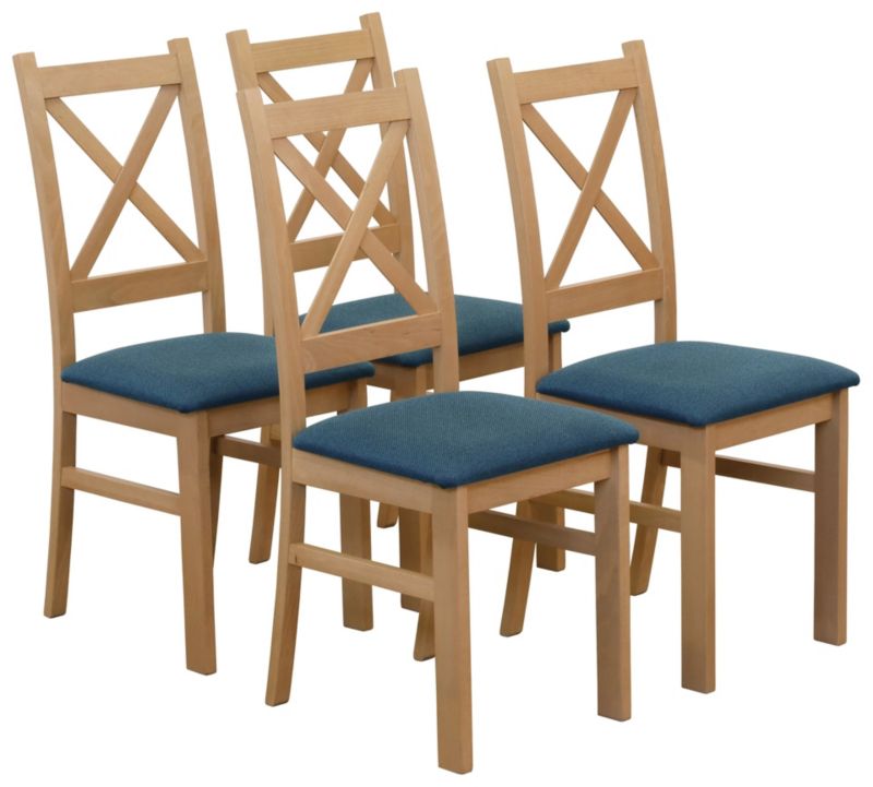 Zestaw Bonni 4x Krzesło tapicerowane do jadalni Dąb Artisan/Turkus 1 kpl.