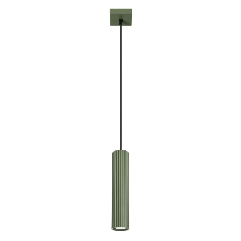 Lampa wisząca Sollux Lighting Karbon 0898 zielony oliwkowo-czarna nowoczesna 1xGU10 x 1 szt.