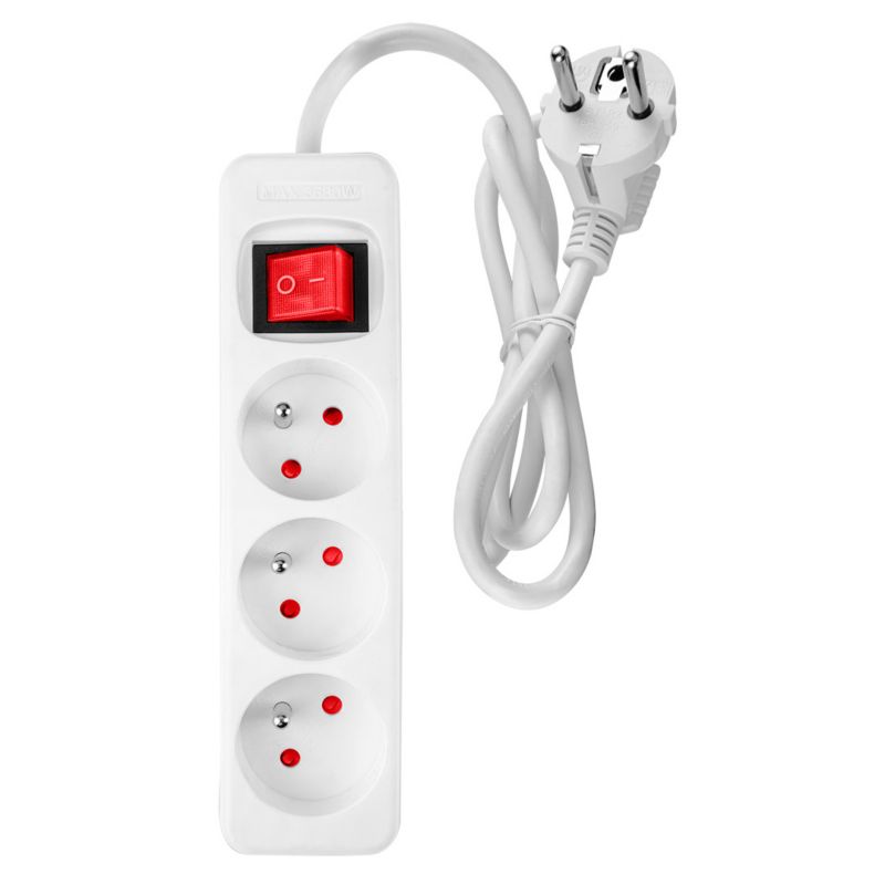 Przedłużacz listwowy NEO TOOLS 1.5m, 3x1.5mm2, 3G, biały, ON/OFF 1 szt