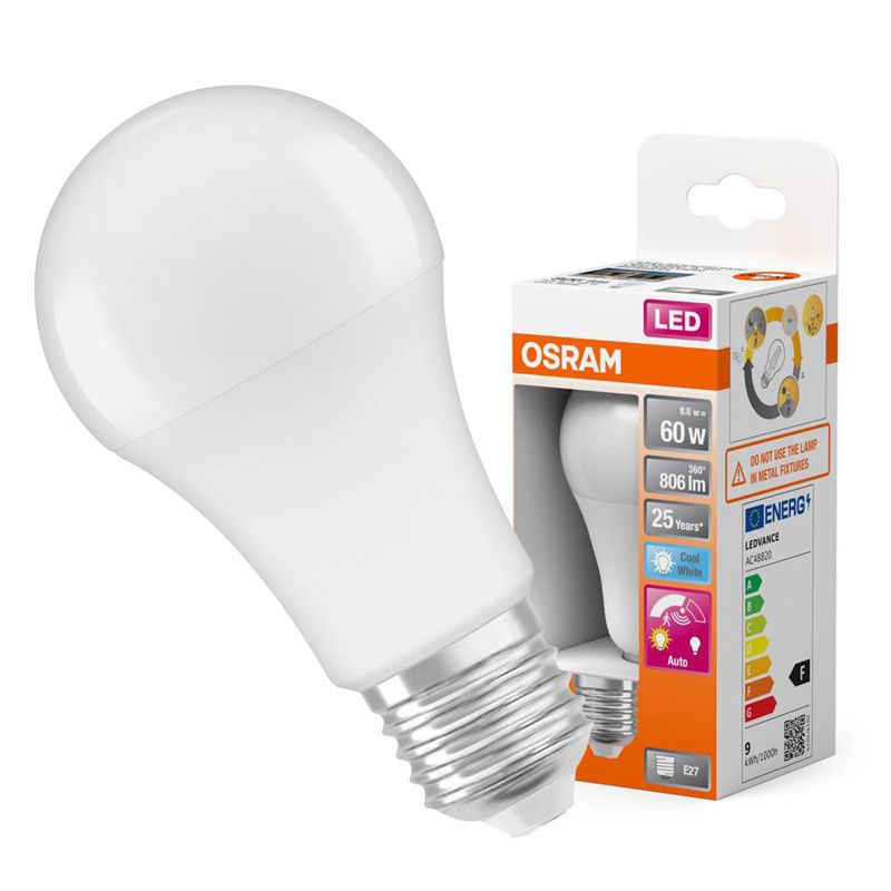 Żarówka LED Osram A60 E27 8.8W 806lm 4000K 200st z Czujnikiem Ruchu i Zmierzchu 1 szt.