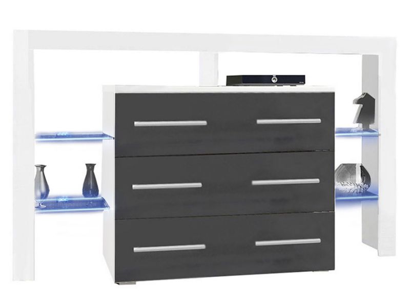 Komoda MIRJAN 24 Riva Plus biały + szary połysk 1 szt.