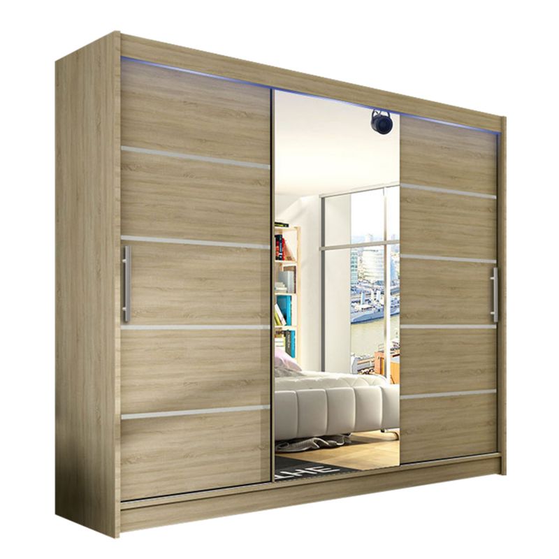 Szafa MIRJAN 24 z drzwiami przesuwnymi Aston VI z oświetleniem RGB dąb sonoma/lustro 1 szt.