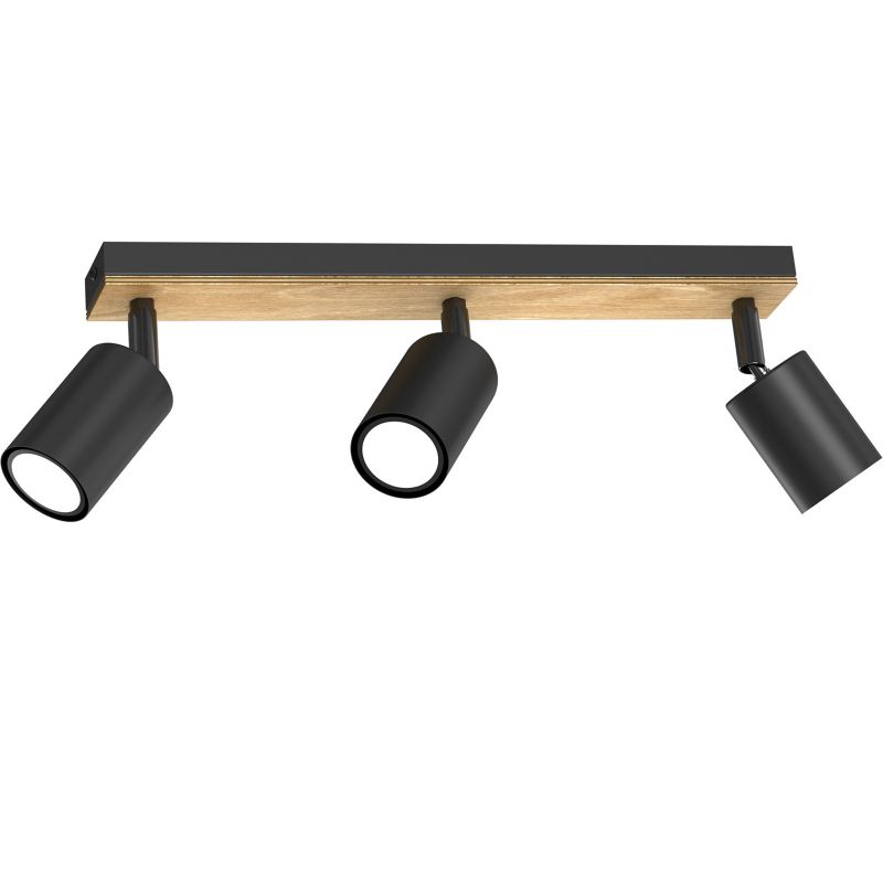 Lampa sufitowa Luminex Tulon czarny mat-jasne drewno Listwa z lampami 3 x GU10 x 8W wym: 15,5 x 40 x 5,5 cm - 1 szt.