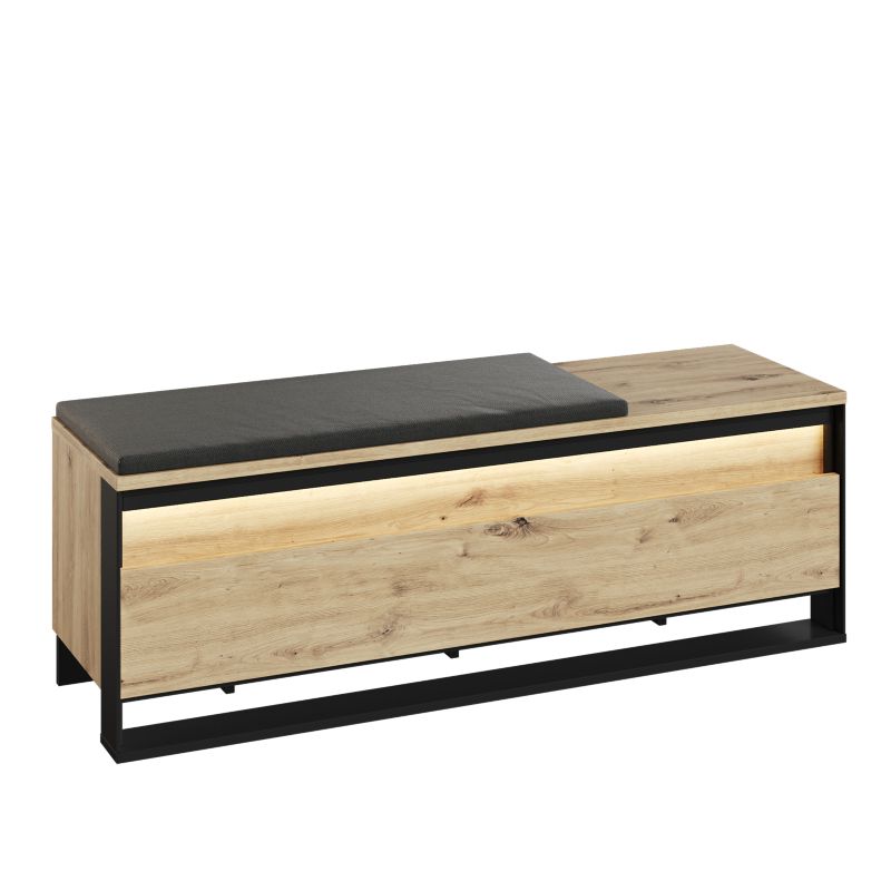 Szafka na buty z siedziskiem Bettso Quant 135 cm szeroka z oświetleniem LED do przedpokoju dąb artisan 1szt.