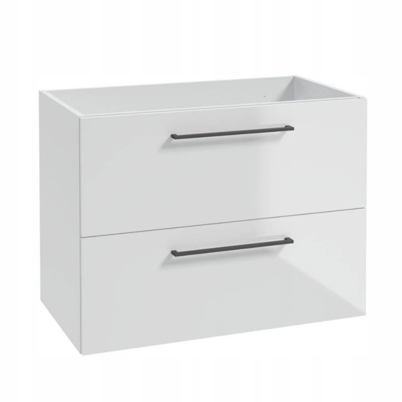 Szafka pod Umywalkę Stamar Biała do Łazienki 800x400 mm Wisząca Połysk Czarne Uchwyty 1 szt