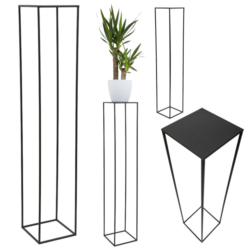 Kwietnik stojący Ashen HowHomely Metalowy Czarny 24x130 cm 1 szt.