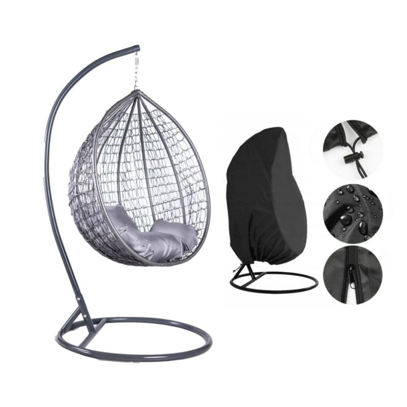 Fotel wiszący Bettso Cobe ogrodowy z pokrowcem przeciwdeszczowym szara poduszka szary 1szt.