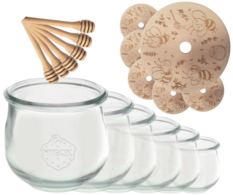 Słoiki do miodu MODO24 Weck 370 ml fi 80 tulip nabieraki W1 6 kpl.