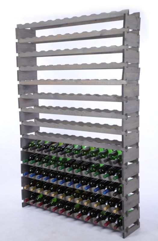 Stojak na wino MODO24 regał modułowy na butelki 14 leżni x 12 butelek montaż bez narzędzi impregnacja szara 1 szt.