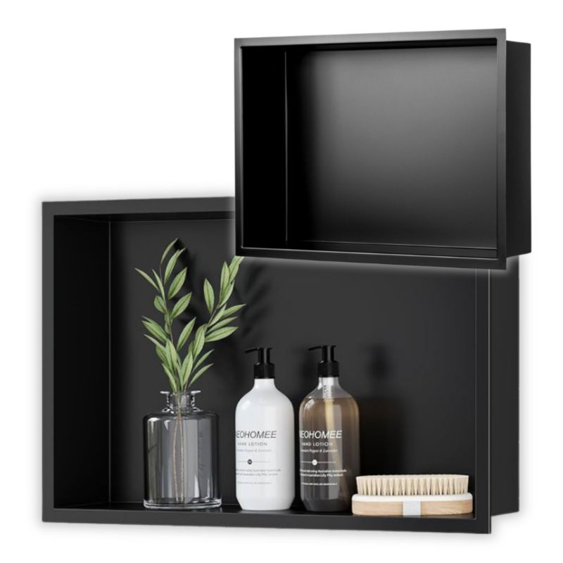 Półka Wnękowa Łazienkowa Seddo Czarna Matowa Stal Nierdzewna 30x45x10 Cm 1 Szt.