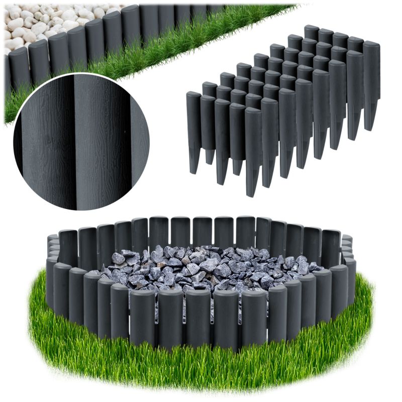 Palisada ogrodowa Plonos 220 cm obrzeże ogrodowe trawnikowe szare tworzywo płotek 1 szt.