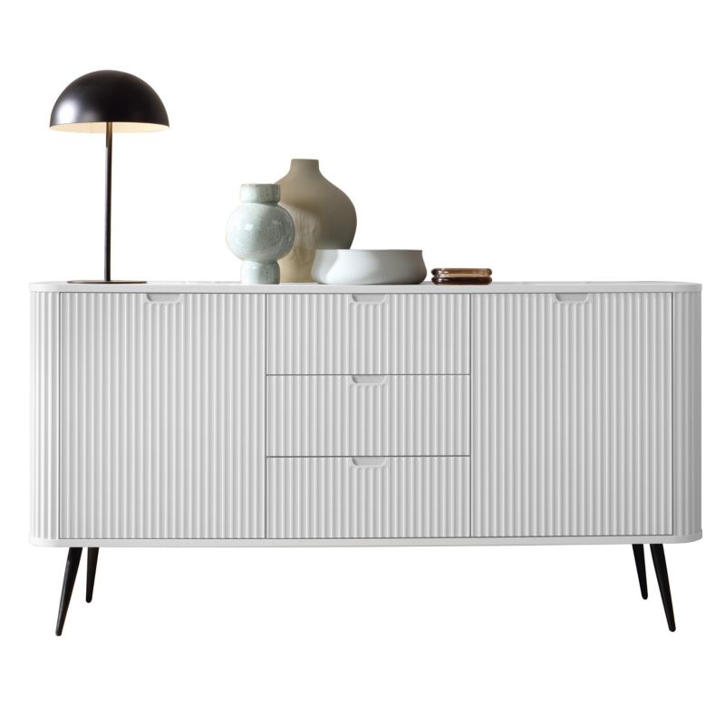 Komoda dwudrzwiowa z szufladami Zova Bettso 168 cm na czarnych nogach biały 1szt.