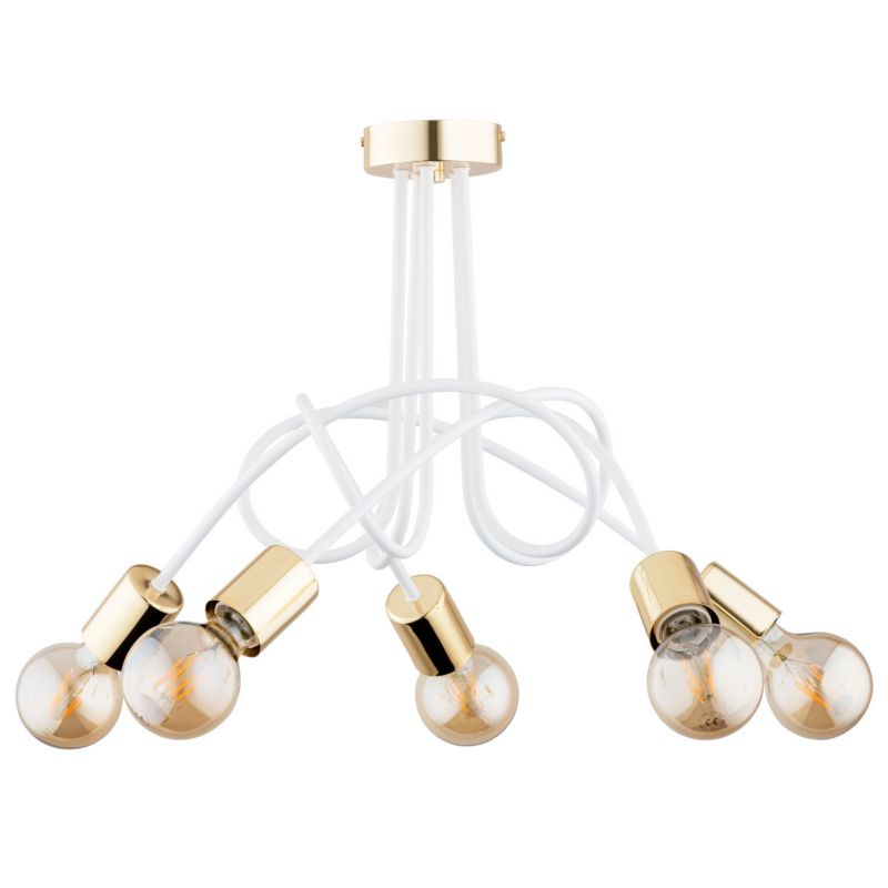Lampa sufitowa Alfa Tango biało-złota wym: 39 x 55 x 55 cm 5xE27 x 15W 1 szt.