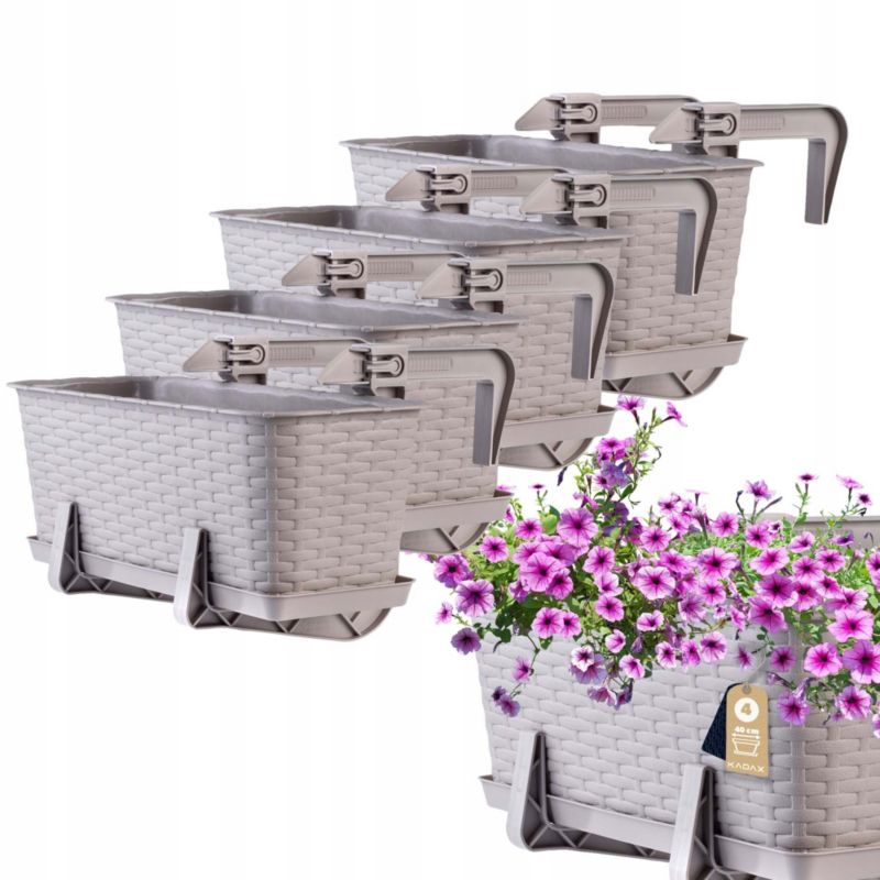 Skrzynka Balkonowa KADAX 4x 40cm Uchwyty Karmelowa 1szt.