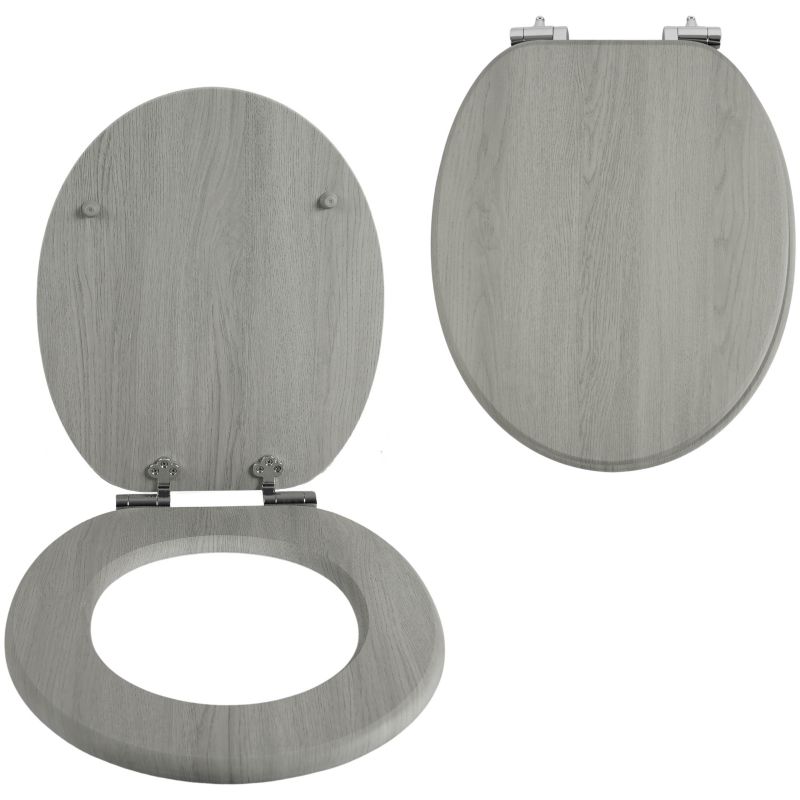 Deska sedesowa do WC Rodeno szara wolnoopadająca faktura drewna MDF 1 szt.