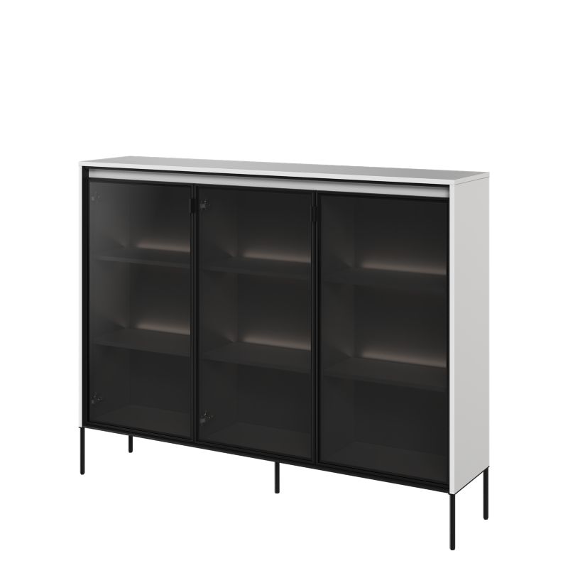 Witryna dwudrzwiowa Bettso Trend niska z oświetleniem LED i przeszklonym frontem biały 1szt.