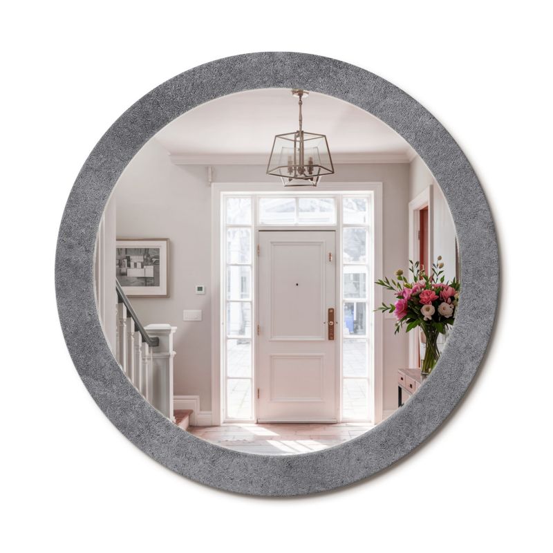 Lustro Okrągłe ArtPrintCave 80 cm Tekstura Betonowa Ścienne Dekoracyjne do Salonu 1 szt.