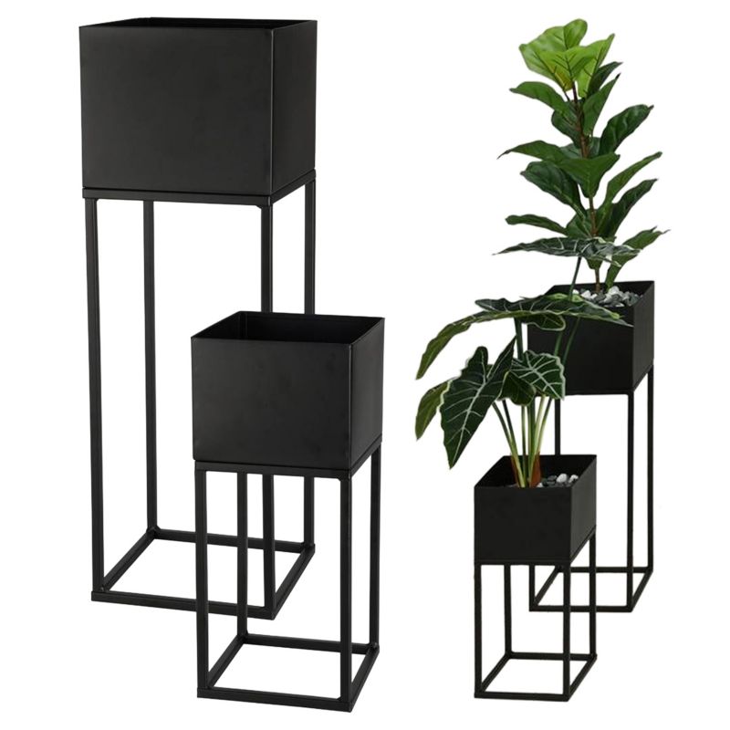 Kwietnik Stojący ProGarden Metalowy Czarny 19x58 cm 1 szt.