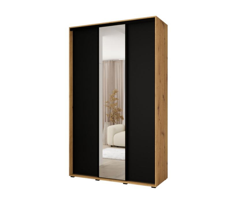 Szafa przesuwna MINIO go for it VADO 3 60 x 150 cm, dąb artisan /czarny /czarny 1 szt.