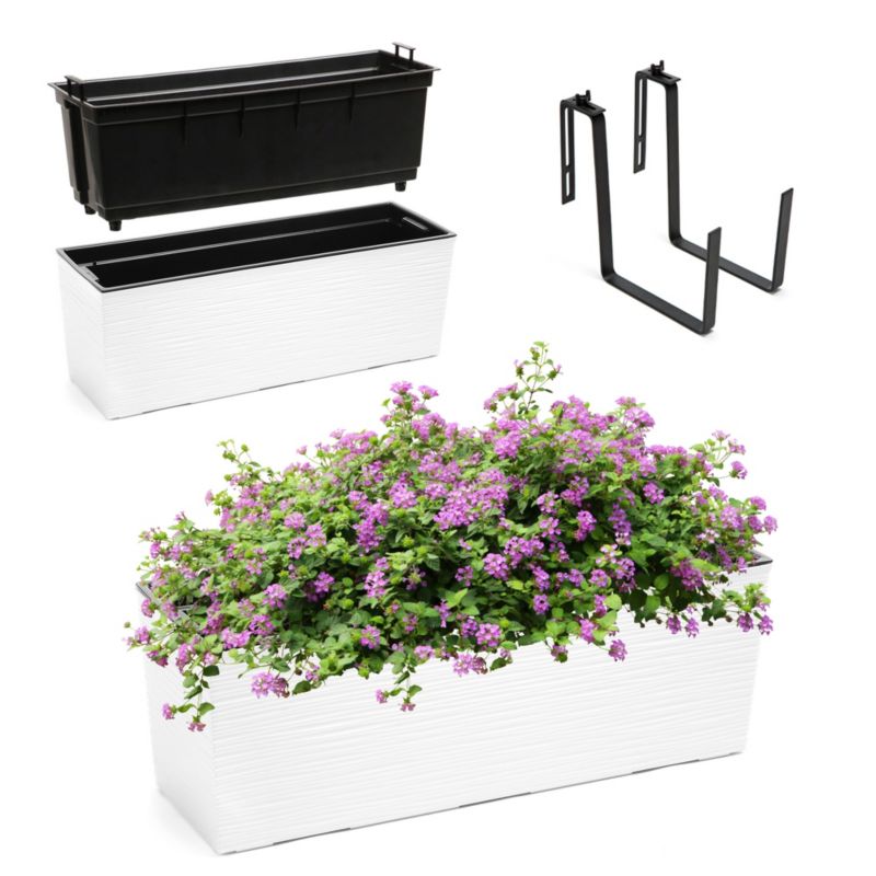 Doniczka KADAX Skrzynka Balkonowa Uchwyty 19x56cm Biała 1szt.