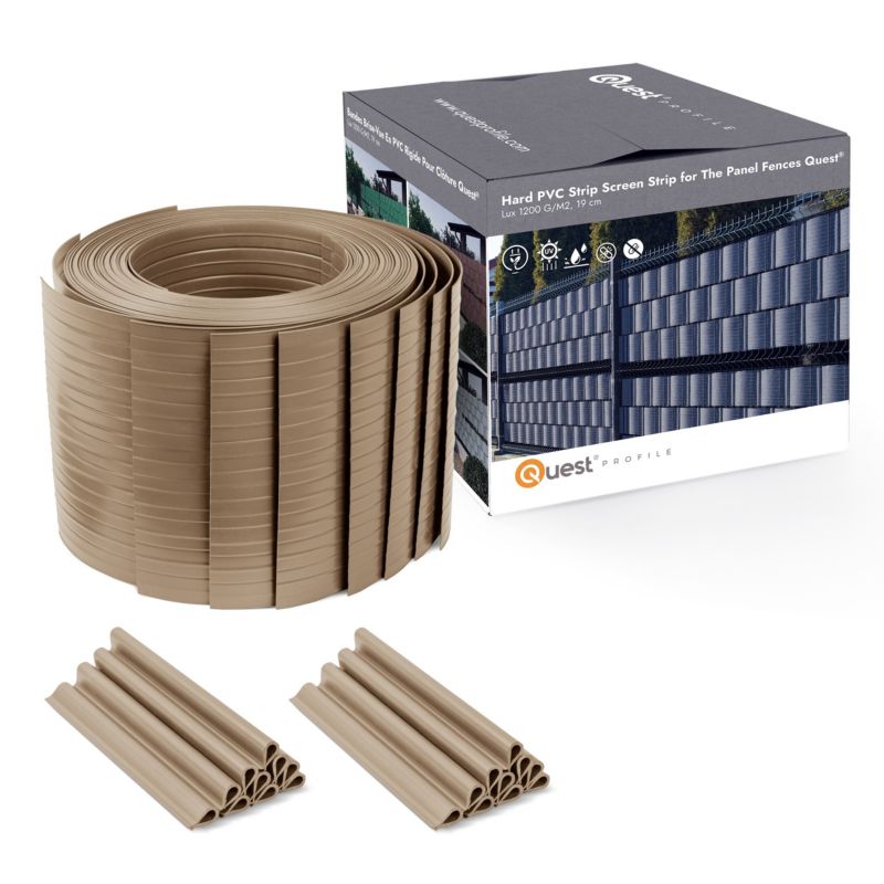 Taśma ogrodzeniowa PCV 19cm, listwa do ogrodzeń panelowych premium, 900 g/m2, RAL1019, beż, 2.52m