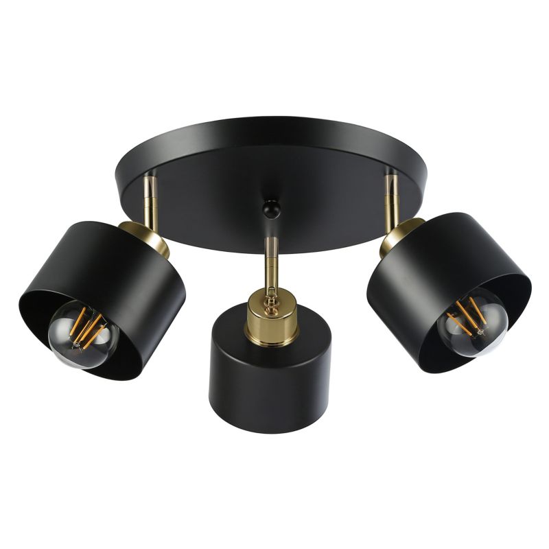 Lampa sufitowa okrągła MasterLED Elza 3x E27 ruchoma czarna z miedzią 1 szt.