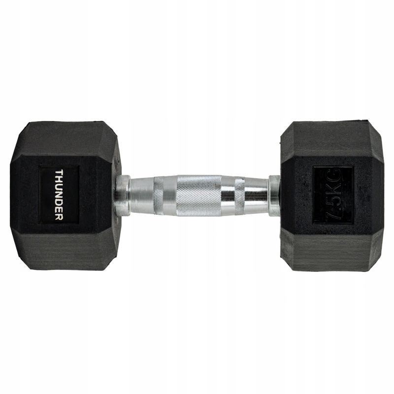 Hantla hexagonalna 7,5 kg THUNDER HEXAGONAL-DUMBBELLS-7,5KG gumowana stalowa profesjonalna 1szt.