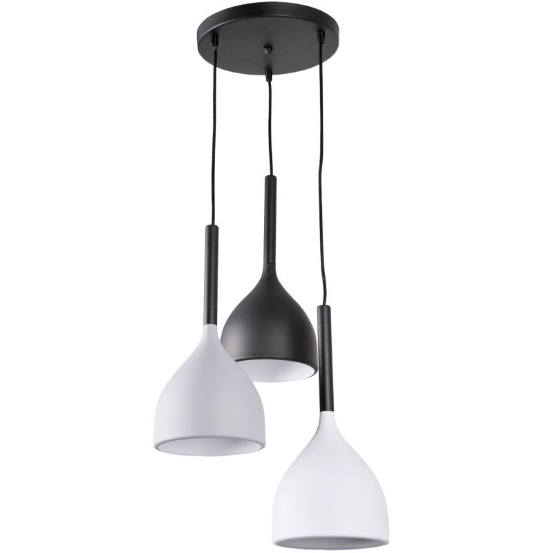 Lampa wisząca Polux Avola 6585 biało-czarna-szara szerokość 34 cm 3xE27 x 1 szt.