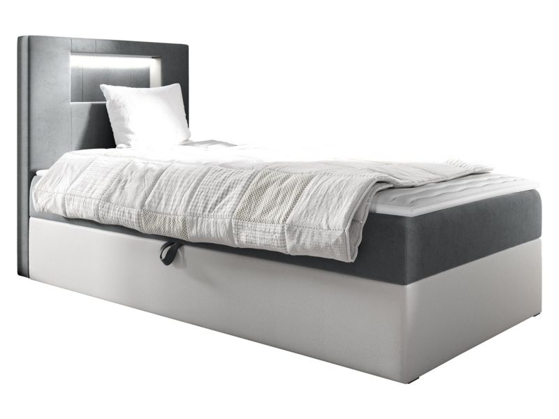 Łóżko kontynentalne MIRJAN 24 Gold Junior 1 90x200, Strona: Lewa biała ekoskóra/szary 1 szt.