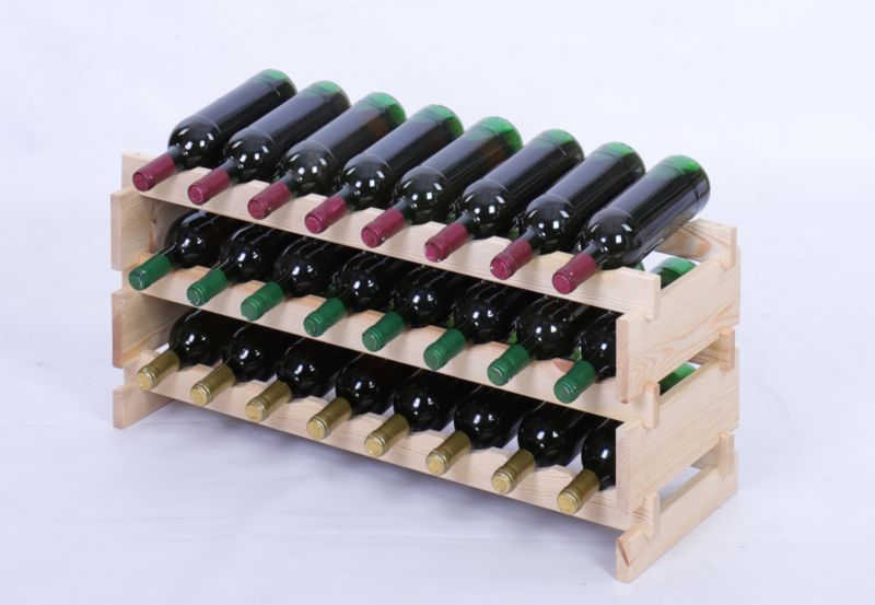 Stojak na wino MODO24 regał modułowy na butelki 3 leżnie x 8 butelek montaż bez narzędzi naturalne drewno 1 szt.