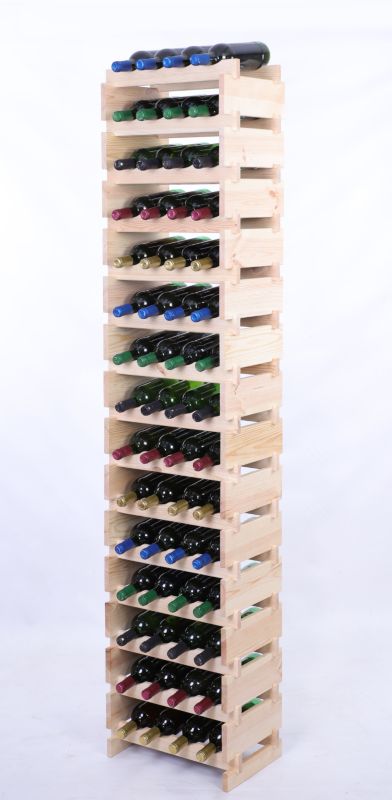 Stojak na wino MODO24 regał modułowy na butelki 15 leżni x 4 butelki montaż bez narzędzi naturalne drewno 1 szt.