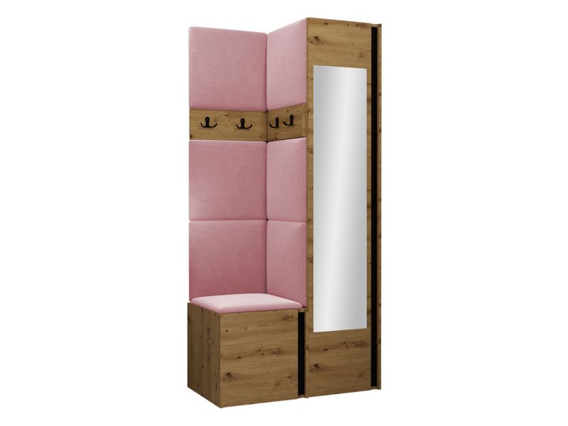 Garderoba MIRJAN 24 Orion XXV dąb artisan/czarny + różowy 1 kpl.