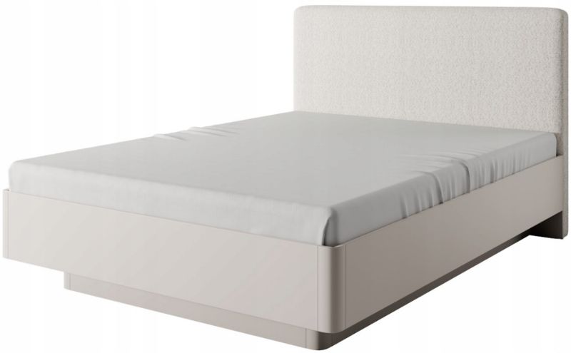 Łóżko Furnidea 160x200 cm beżowe tapicerowane pojemnik stelaż gaz LANTE 1 szt.