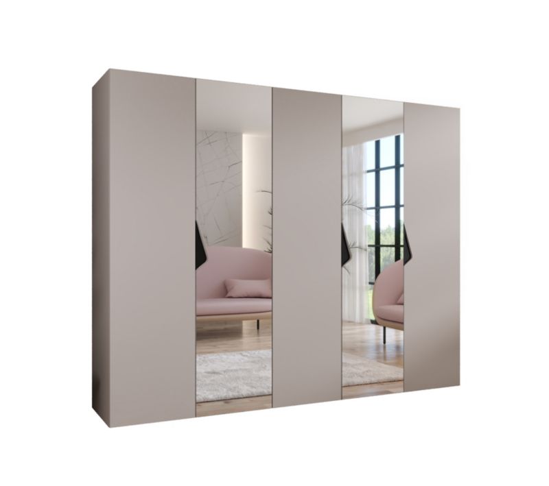 Szafa uchylna z lustrem otwierana Abiks SANDI 2 250 wys 202 cm Kaszmir + Czarny 1 szt