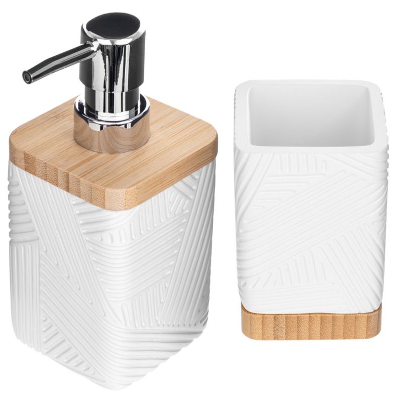 Komplet Łazienkowy KADAX Zestaw Dozownik Na mydło W Płynie Kubek Łazienkowy Biały 1 szt.